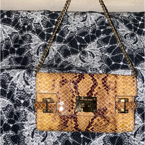 Michael Kors | Bags | Michael Kors Snake Skin With Chain Strap Euc ...
